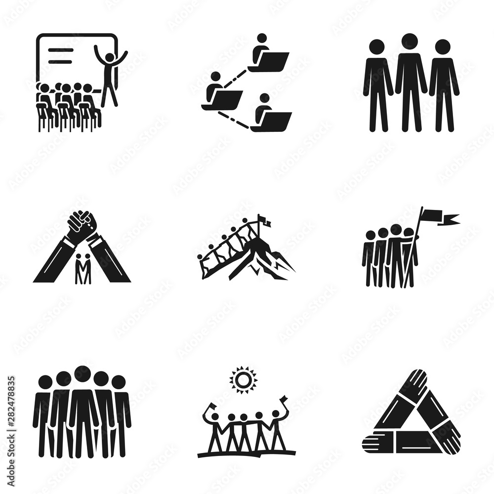 Poster teamwork meeting icon set. simple set of 9 teamwork meeting vector icons for web design isolated on 