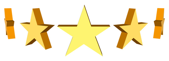 Five stars in isometric perspective isolated on white background, EPS10 vector illustration.