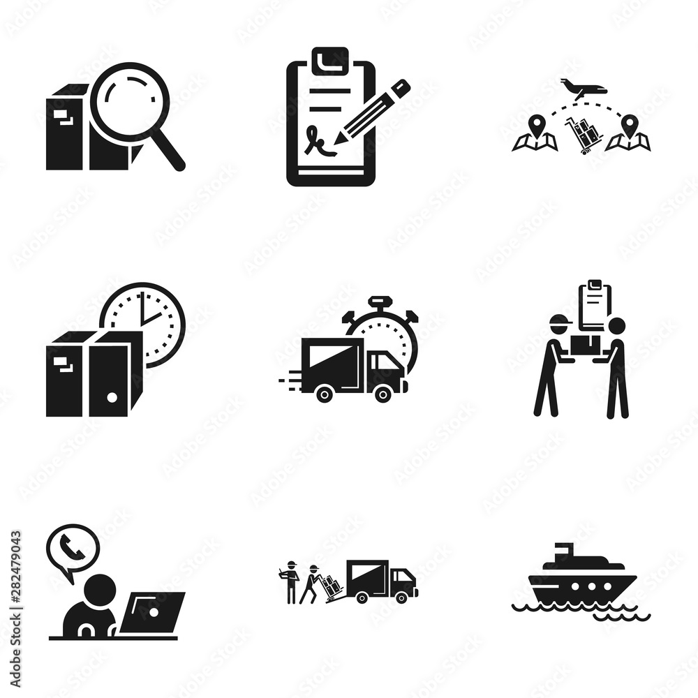 Poster global parcel delivery icon set. simple set of 9 global parcel delivery vector icons for web design 