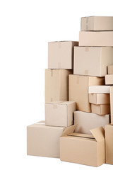 Cardboard boxes on white background