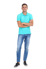 Fototapeta premium Young man in fashion clothing isolated on white background