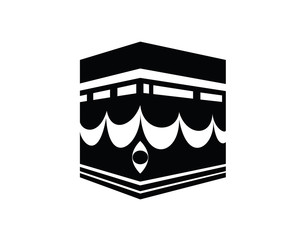 Kaaba with Hajar Aswad Silhouette Illustration