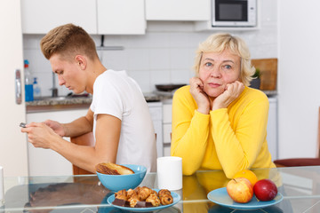 Son not paying attention to mom