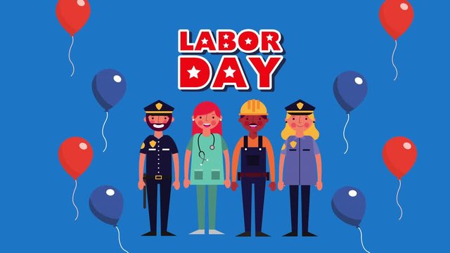 labor day animation with builder constructor