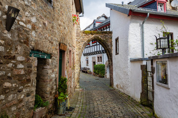 Fototapeta na wymiar alley in the medieval village Kronenburg in the Eifel region, Germany