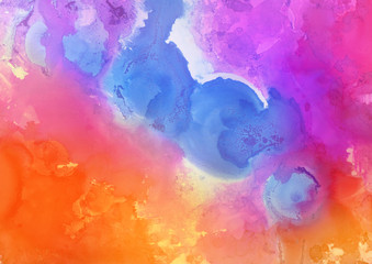 Fototapeta premium Colorful hand painted ink background. Abstract delicate texture. Contemporary wallpaper.