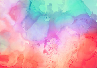 Colorful hand painted ink background. Abstract delicate texture. Contemporary wallpaper.