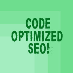 Naklejka premium Word writing text Code Optimized Seo. Business concept for process of affecting visibility website in search engine Blank Monochrome Square with Seamless Multiple Border in One Corner
