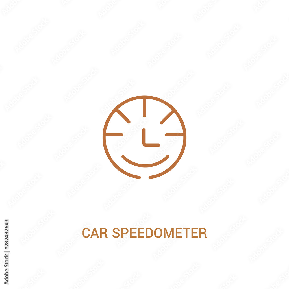 Poster car speedometer concept 2 colored icon. simple line element illustration. outline brown car speedome