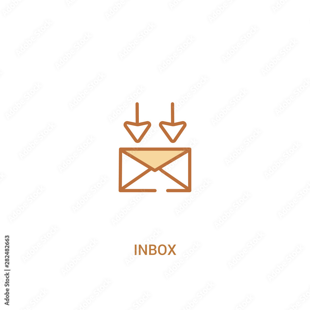 Poster inbox concept 2 colored icon. simple line element illustration. outline brown inbox symbol. can be u