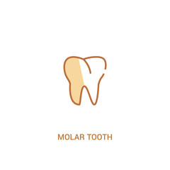 molar tooth concept 2 colored icon. simple line element illustration. outline brown molar tooth symbol. can be used for web and mobile ui/ux.