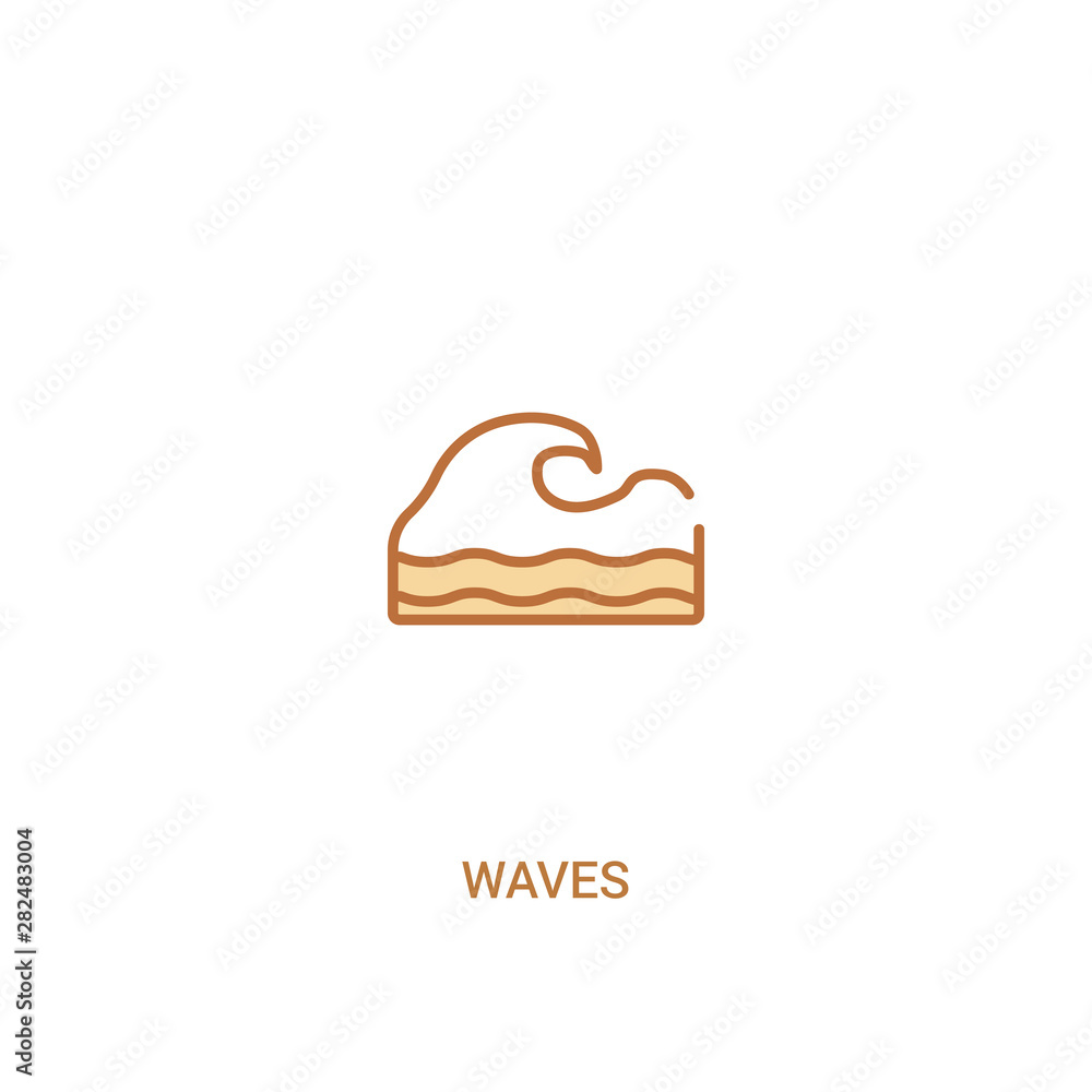 Poster waves concept 2 colored icon. simple line element illustration. outline brown waves symbol. can be u
