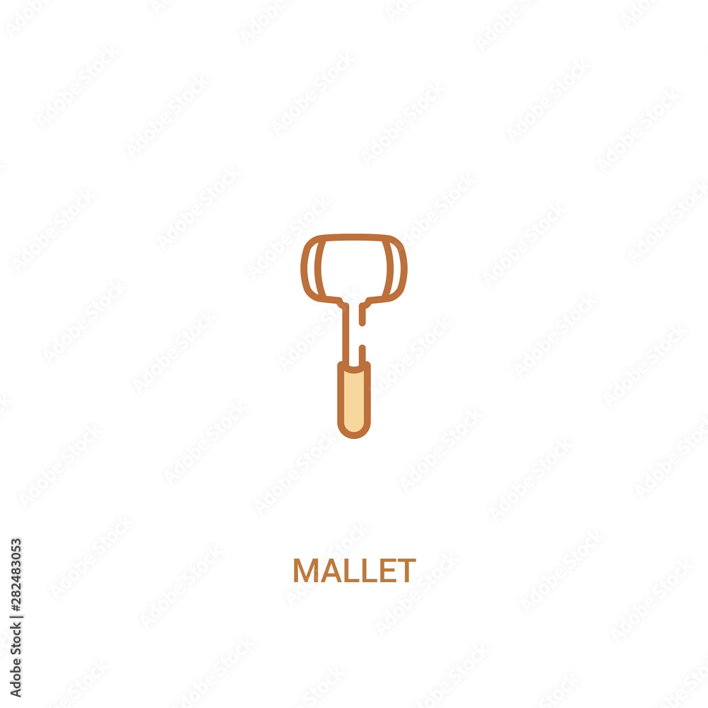 Poster mallet concept 2 colored icon. simple line element illustration. outline brown mallet symbol. can be