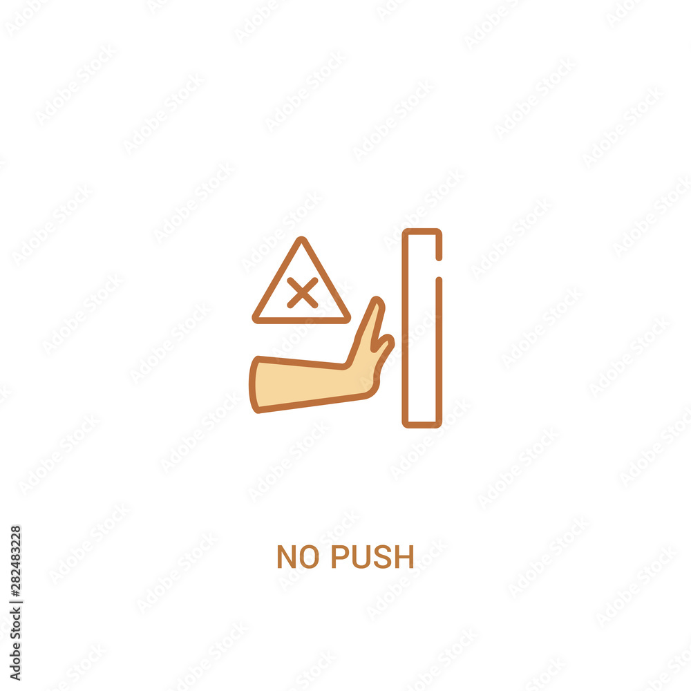 Poster no push concept 2 colored icon. simple line element illustration. outline brown no push symbol. can 