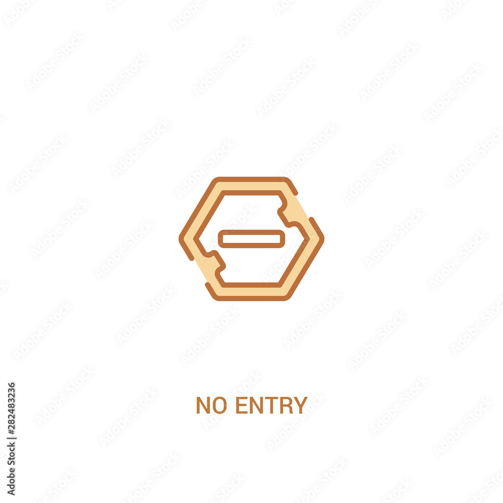 Aufkleber no entry concept 2 colored icon. simple line element illustration. outline brown no entry symbol. ca