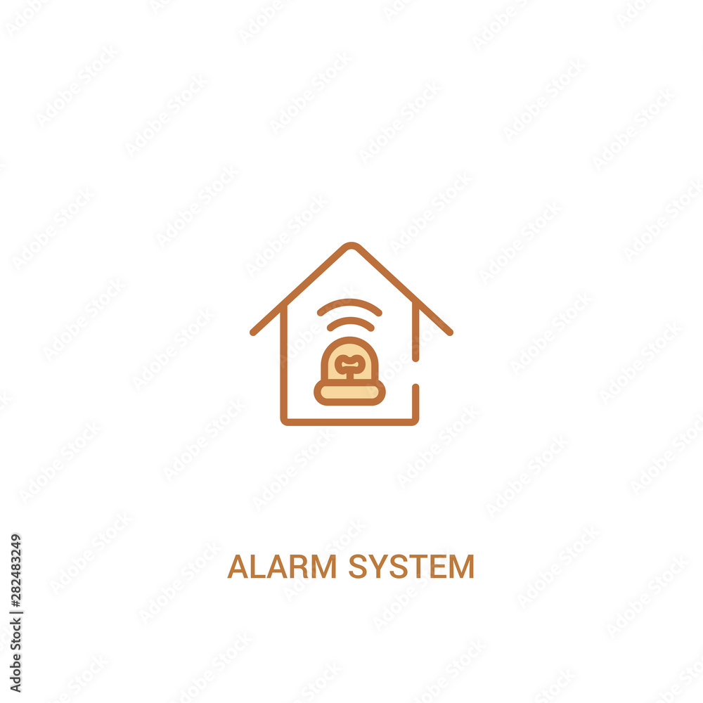 Poster alarm system concept 2 colored icon. simple line element illustration. outline brown alarm system sy