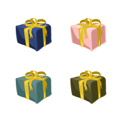 Set of gift boxes in trendy scandinavian colors. Colored presents isolated on white background. Flat vector illustration.