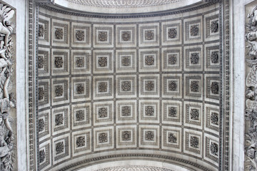 Ceiling detail under the Arch of Triumph (Arc de Triomphe) Paris, France