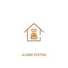 alarm system concept 2 colored icon. simple line element illustration. outline brown alarm system symbol. can be used for web and mobile ui/ux.