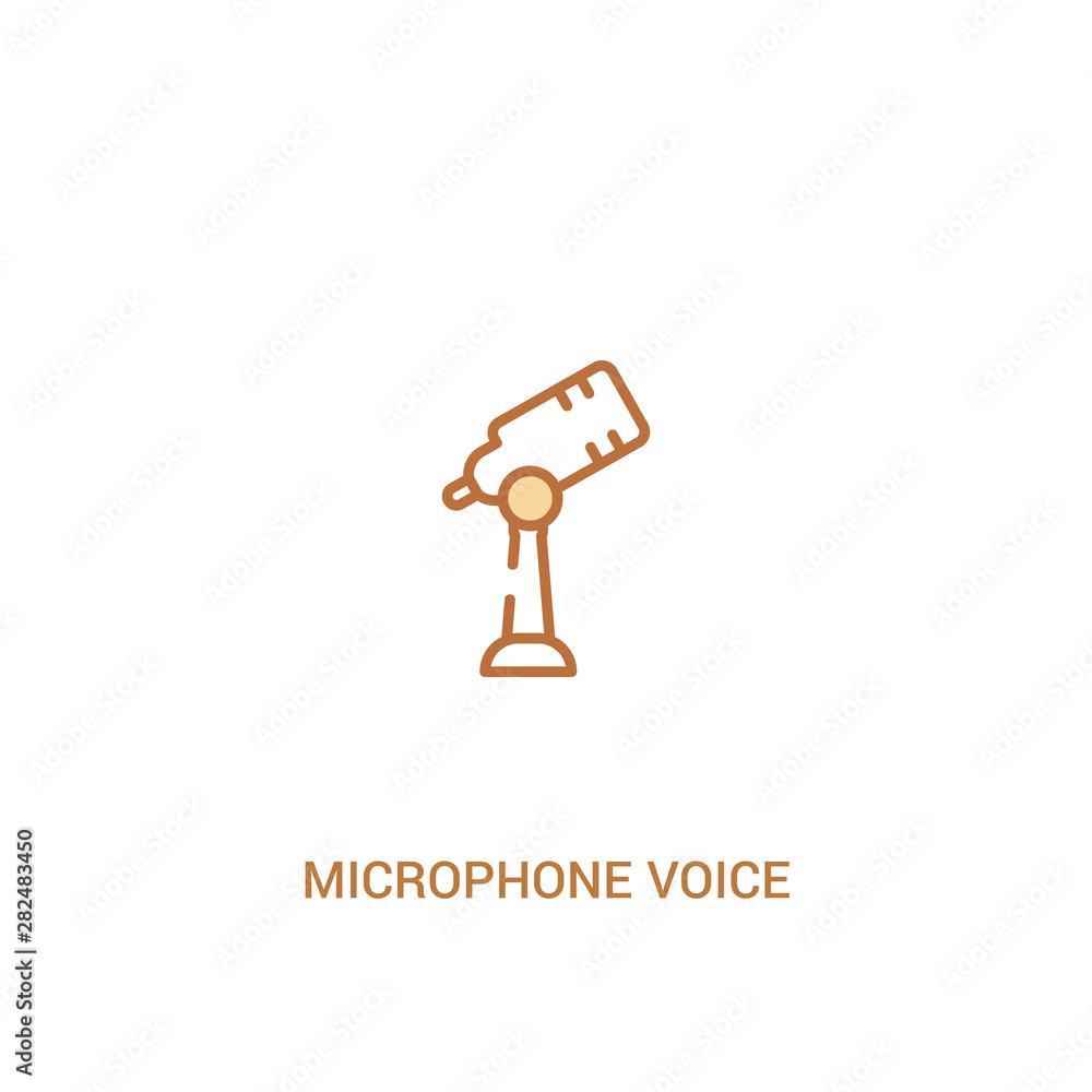 Aufkleber microphone voice concept 2 colored icon. simple line element illustration. outline brown microphone 