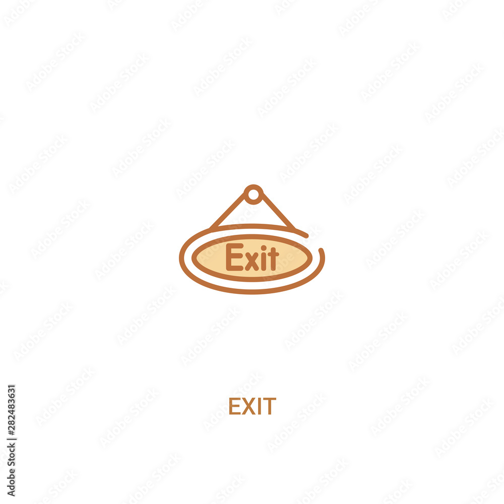 Poster exit concept 2 colored icon. simple line element illustration. outline brown exit symbol. can be use