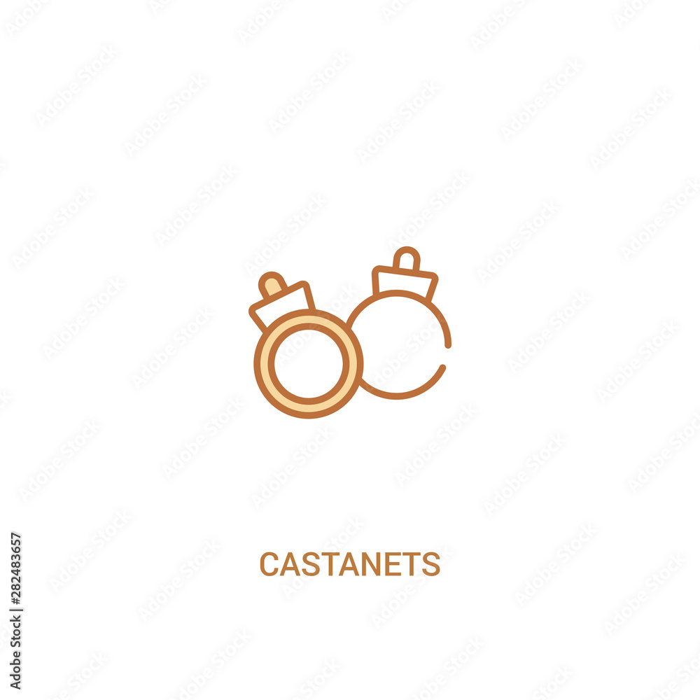 Poster castanets concept 2 colored icon. simple line element illustration. outline brown castanets symbol. 
