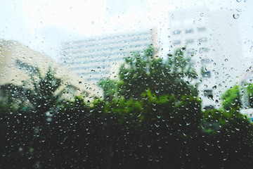 Raindrops on windows glass