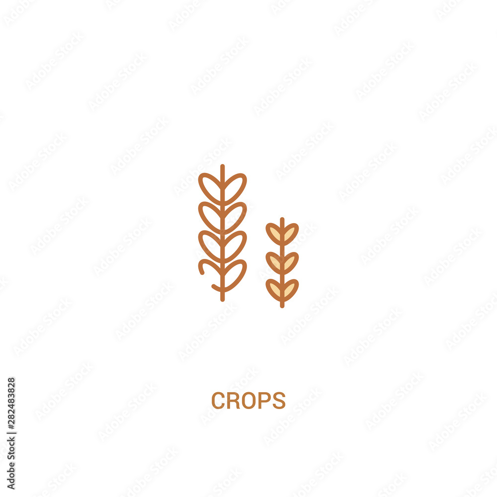 Poster crops concept 2 colored icon. simple line element illustration. outline brown crops symbol. can be u