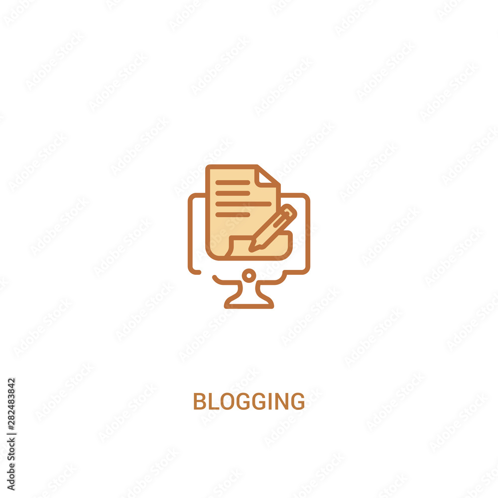 Poster blogging concept 2 colored icon. simple line element illustration. outline brown blogging symbol. ca