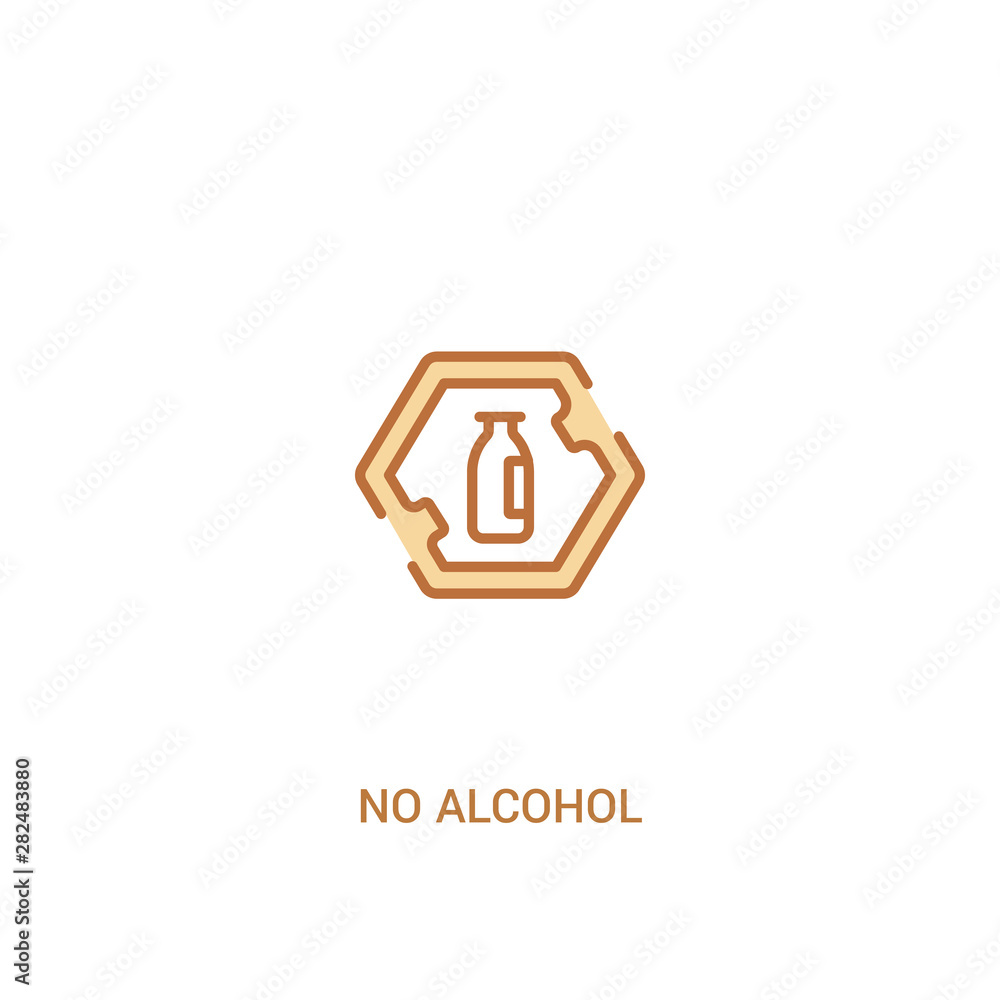 Poster no alcohol concept 2 colored icon. simple line element illustration. outline brown no alcohol symbol