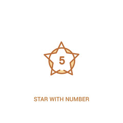 star with number five concept 2 colored icon. simple line element illustration. outline brown star with number five symbol. can be used for web and mobile ui/ux.