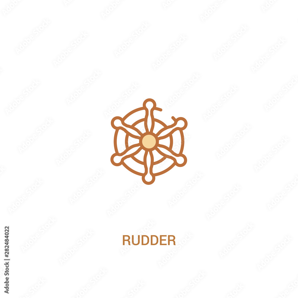 Poster rudder concept 2 colored icon. simple line element illustration. outline brown rudder symbol. can be