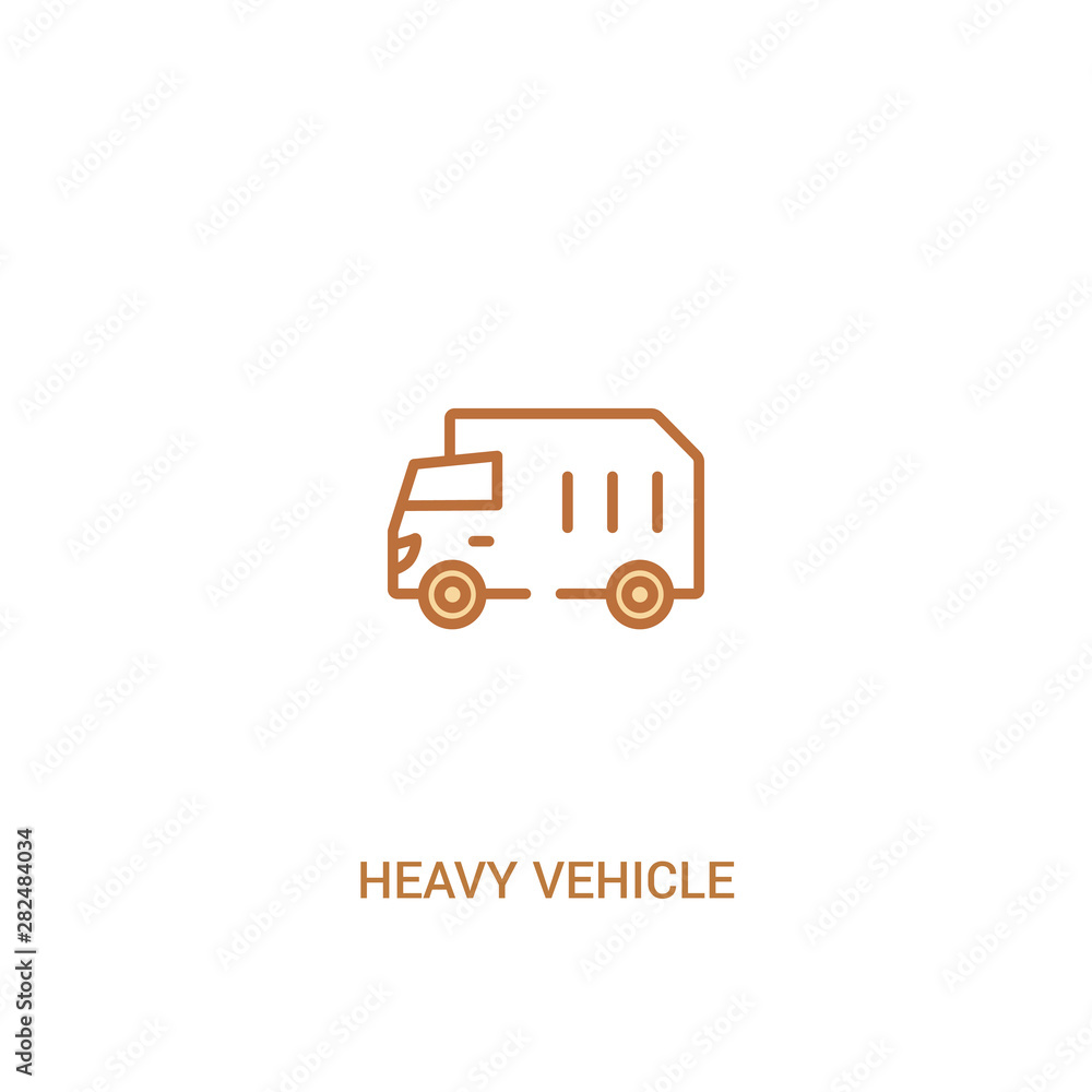 Poster heavy vehicle concept 2 colored icon. simple line element illustration. outline brown heavy vehicle 