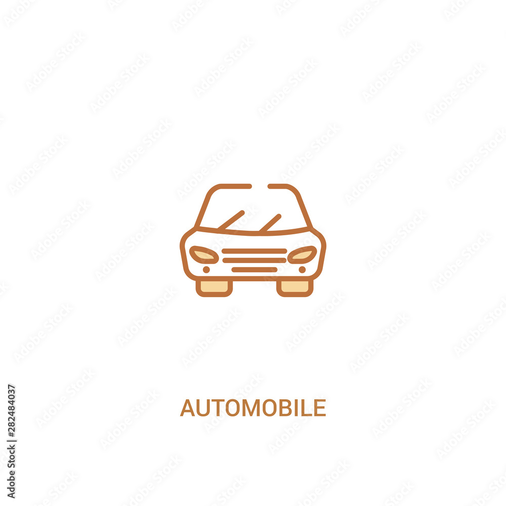 Poster automobile concept 2 colored icon. simple line element illustration. outline brown automobile symbol