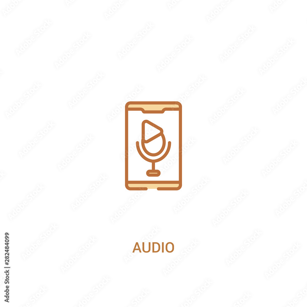 Poster audio concept 2 colored icon. simple line element illustration. outline brown audio symbol. can be u