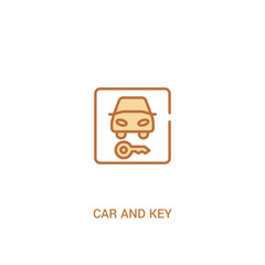 car and key concept 2 colored icon. simple line element illustration. outline brown car and key symbol. can be used for web and mobile ui/ux.