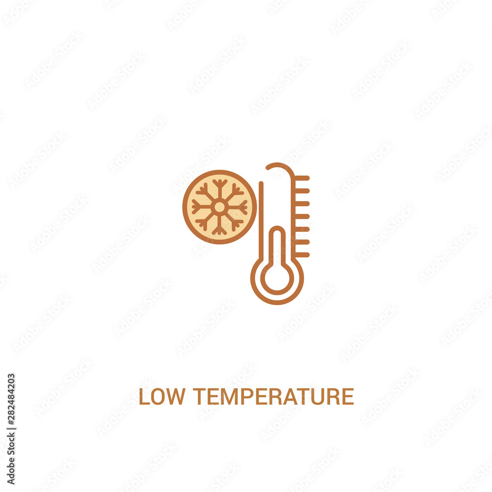 Aufkleber low temperature concept 2 colored icon. simple line element illustration. outline brown low temperat
