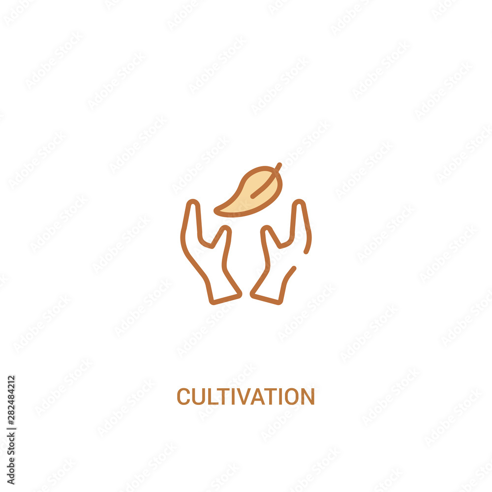 Poster cultivation concept 2 colored icon. simple line element illustration. outline brown cultivation symb