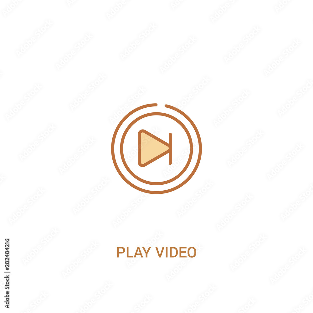 Poster play video concept 2 colored icon. simple line element illustration. outline brown play video symbol
