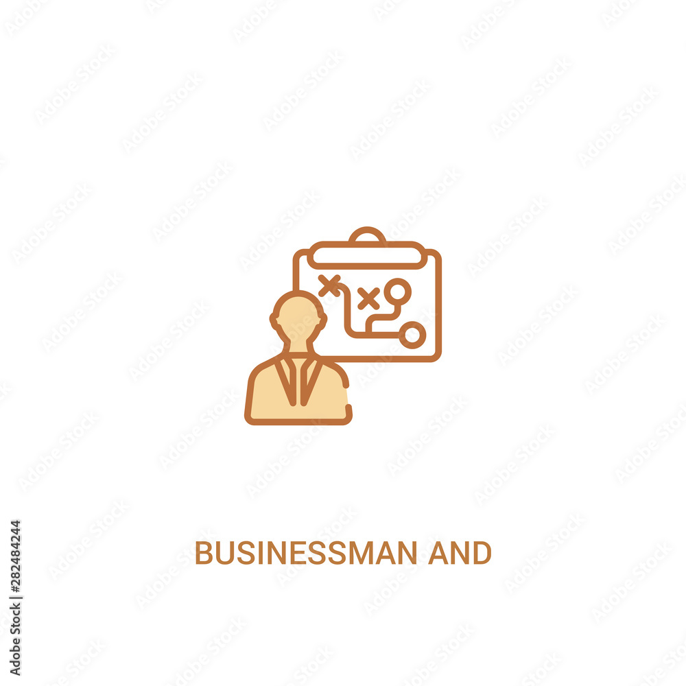 Poster businessman and tactics concept 2 colored icon. simple line element illustration. outline brown busi