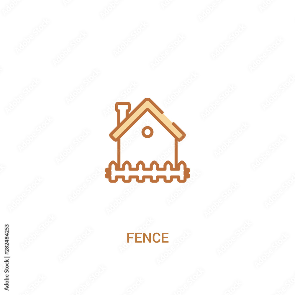Poster fence concept 2 colored icon. simple line element illustration. outline brown fence symbol. can be u