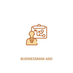 businessman and tactics concept 2 colored icon. simple line element illustration. outline brown businessman and tactics symbol. can be used for web and mobile ui/ux.