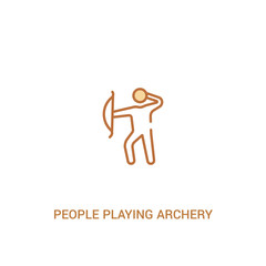 people playing archery concept 2 colored icon. simple line element illustration. outline brown people playing archery symbol. can be used for web and mobile ui/ux.