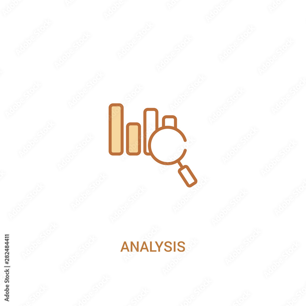 Aufkleber analysis concept 2 colored icon. simple line element illustration. outline brown analysis symbol. ca