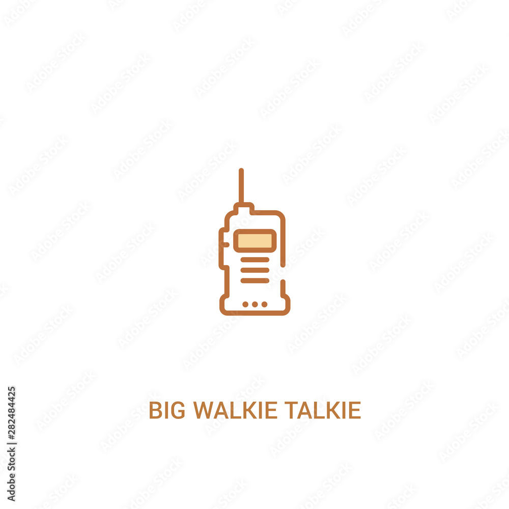 Poster big walkie talkie concept 2 colored icon. simple line element illustration. outline brown big walkie