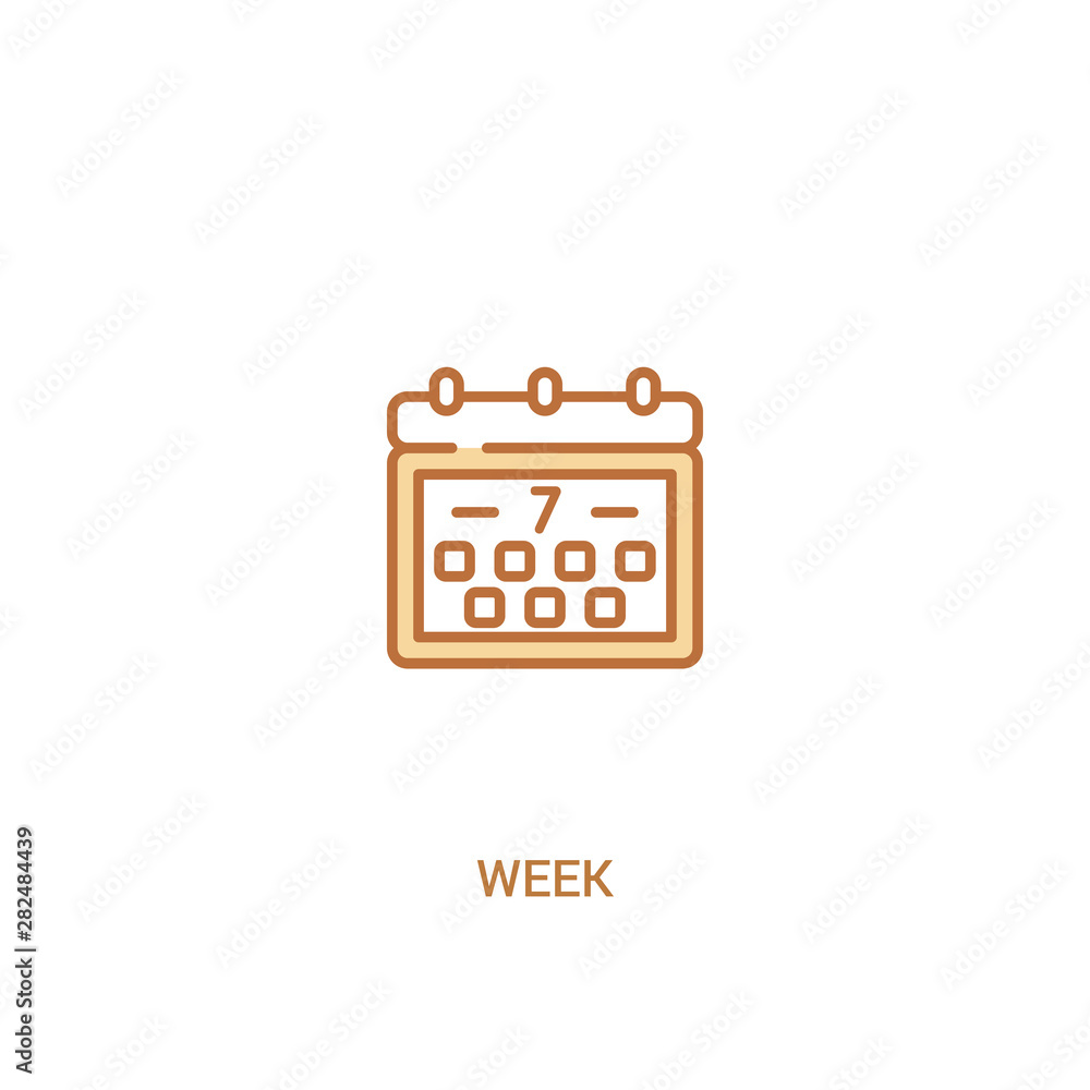 Poster week concept 2 colored icon. simple line element illustration. outline brown week symbol. can be use