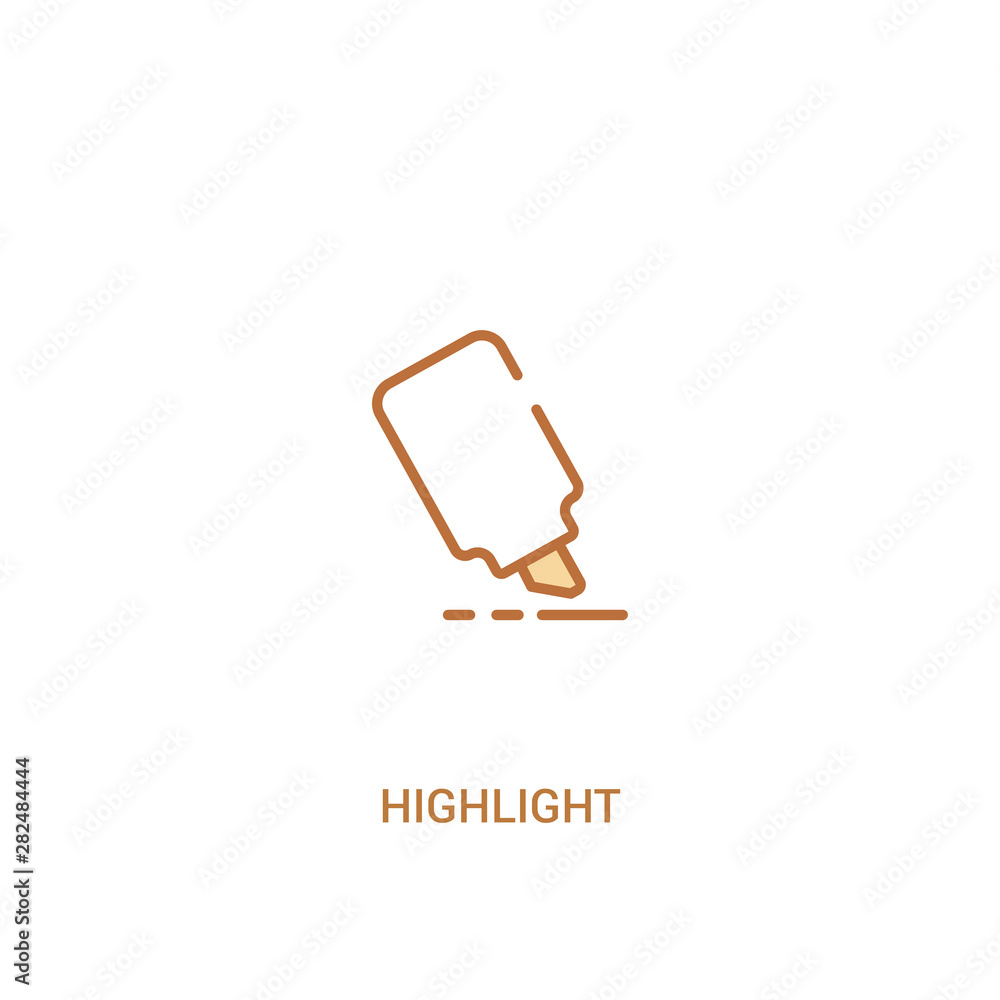 Poster highlight concept 2 colored icon. simple line element illustration. outline brown highlight symbol. 