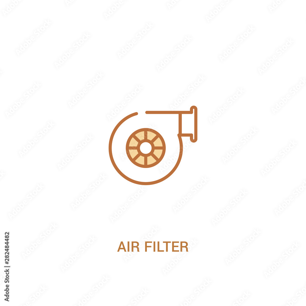 Poster air filter concept 2 colored icon. simple line element illustration. outline brown air filter symbol