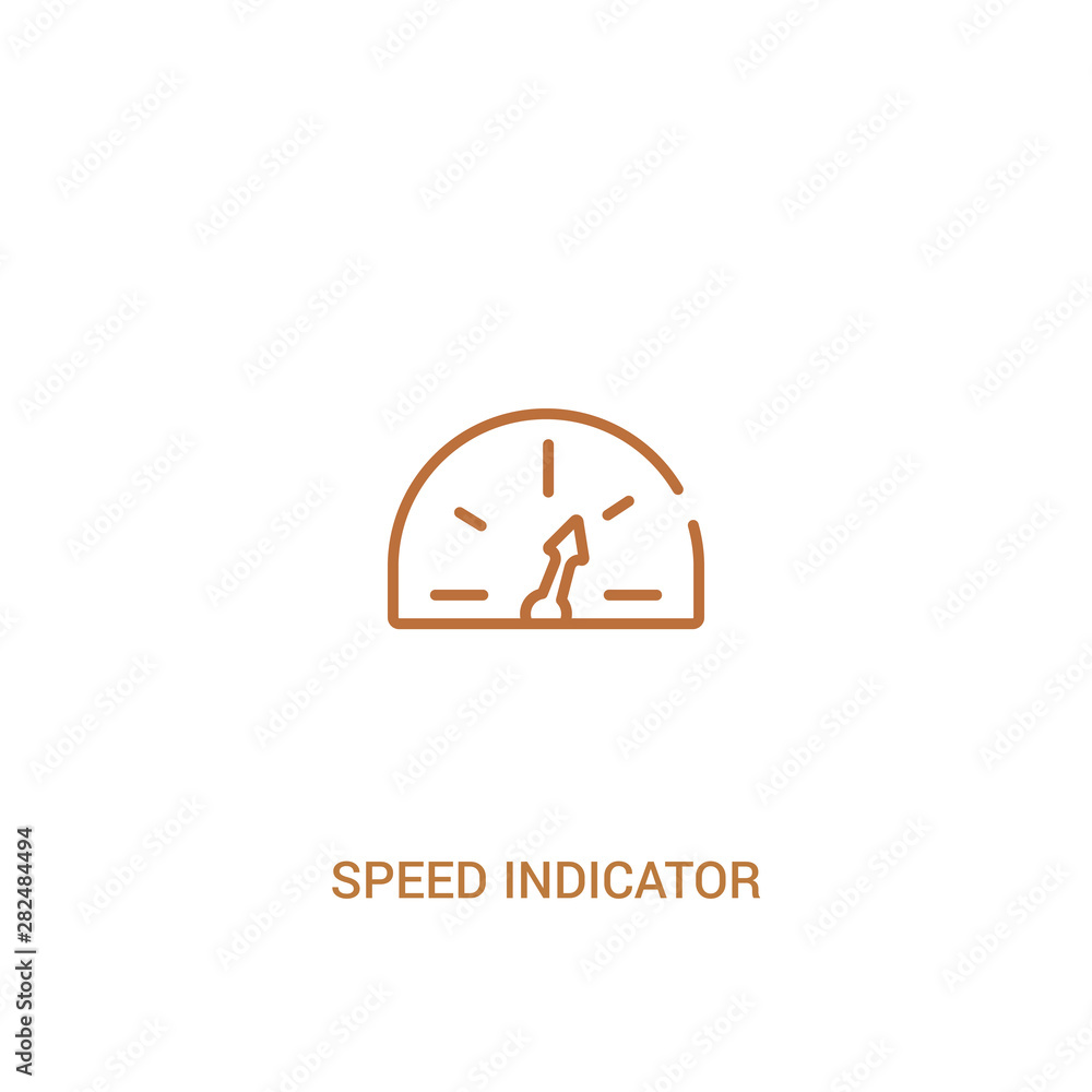 Poster speed indicator concept 2 colored icon. simple line element illustration. outline brown speed indica
