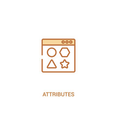 attributes concept 2 colored icon. simple line element illustration. outline brown attributes symbol. can be used for web and mobile ui/ux.